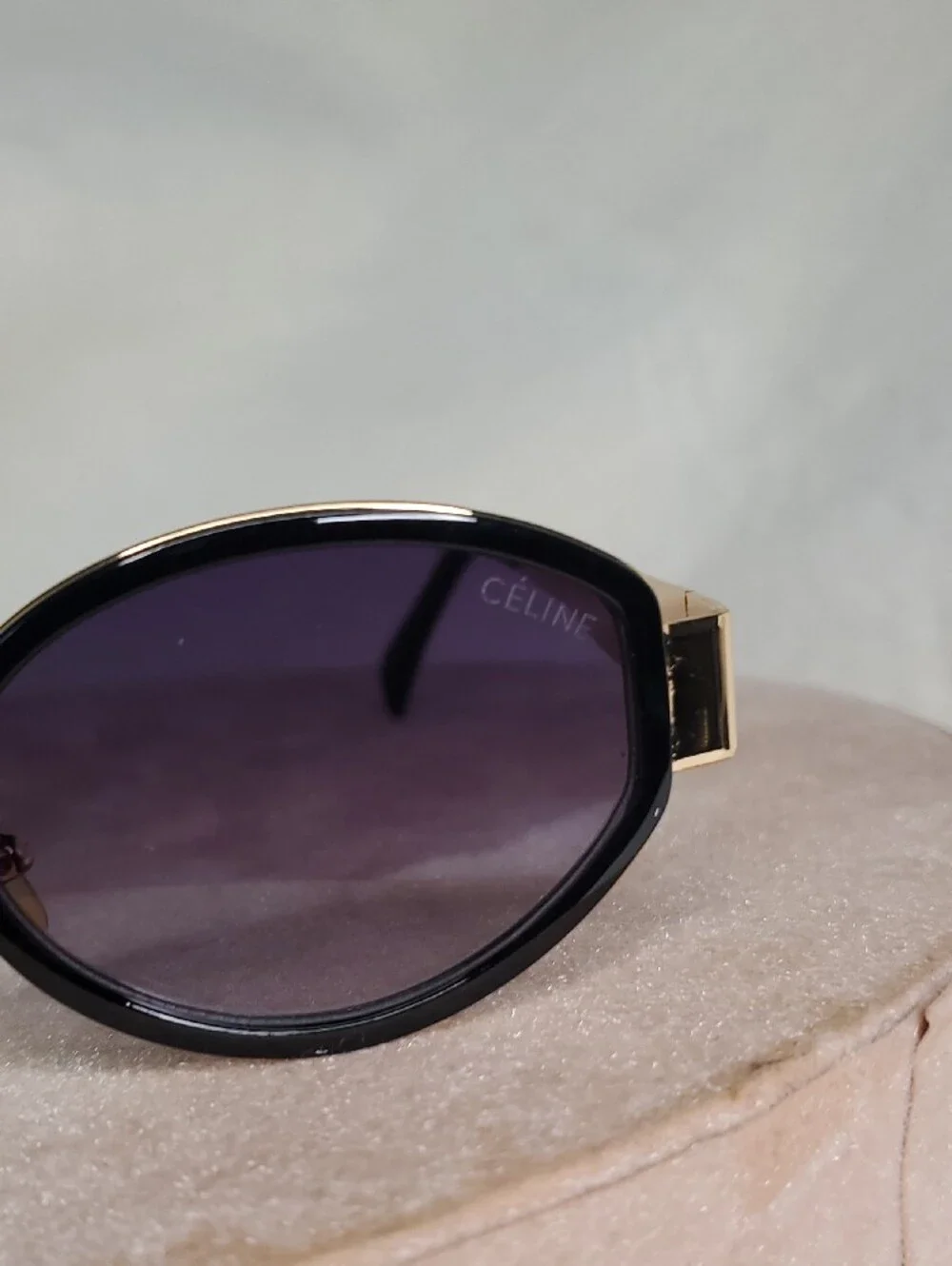 Celine Gold and Black Round Sunglasses - Designer Style